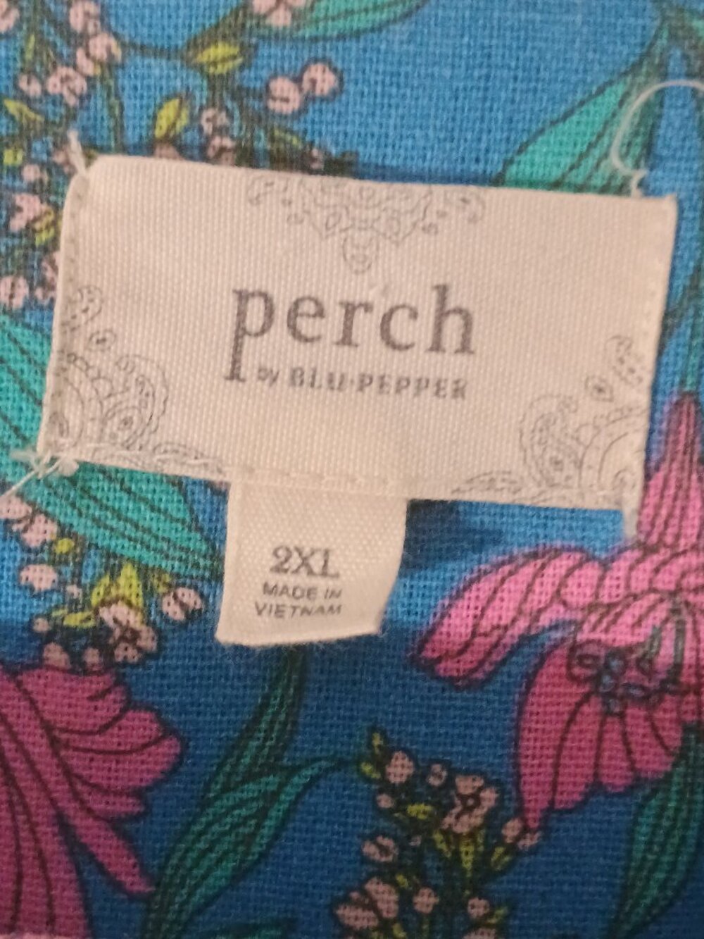 Perch by Blu Pepper Blue Pink Floral Babydoll Dress 2X Ruffle Sleeve Square Neck - Picture 4 of 6